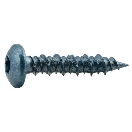 TORQUEMASTER Masonry Screw, 1/4" Dia., Pan, 1-1/4" L, Steel Blue Ruspert, 100 PK 52445
